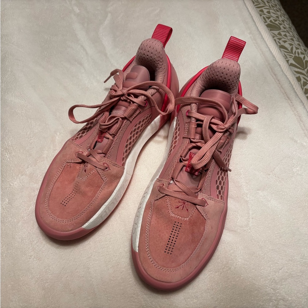 Pink Low-Top Sneakers with Mesh Upper